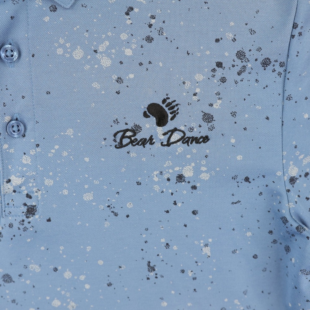 Travis Mathew Splatter Print Golf Polo Mens Small S Blue Bear Dance Golf Club - Picture 3 of 10